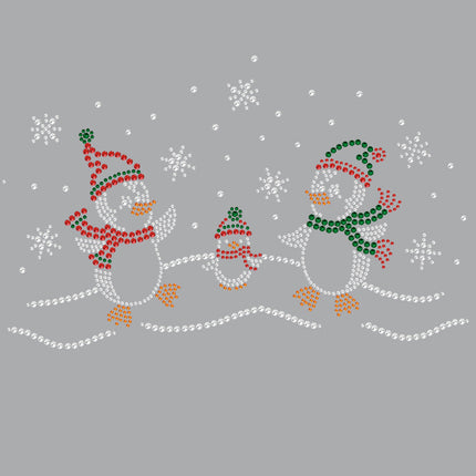 Penguin Family with Snowflakes - Women's T-shirt