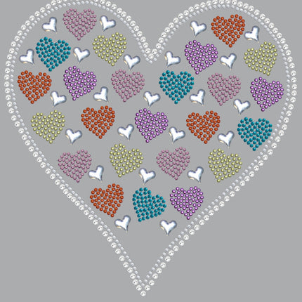 Heart with Multicolor Rhinestud Hearts Bandanna