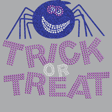 Trick or Treat with Blue Glitter Spider - Women's Tee