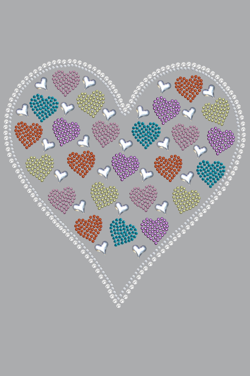 Heart with Multicolor Rhinestud Hearts - Women's T-shirt