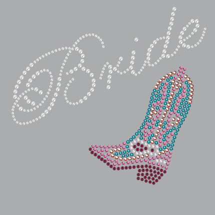 Bride with Pink/Turquoise Cowboy Boot- Women's T-shirt