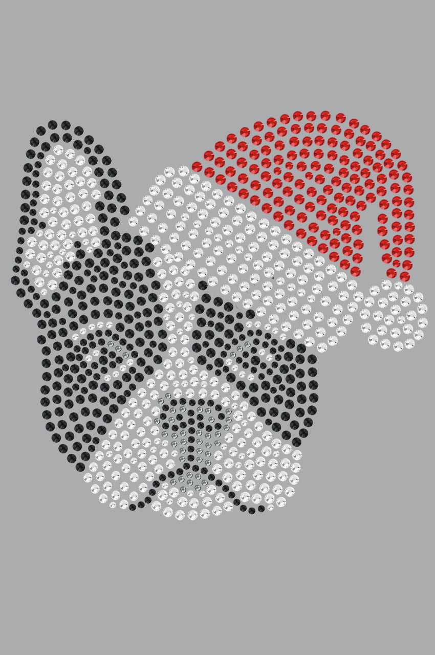 Boston Terrier with Santa Hat - Bandana Gray