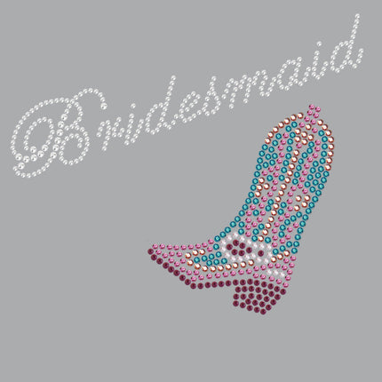 Bridesmaid with Pink/Turquoise Cowboy Boot- Women's T-shirt