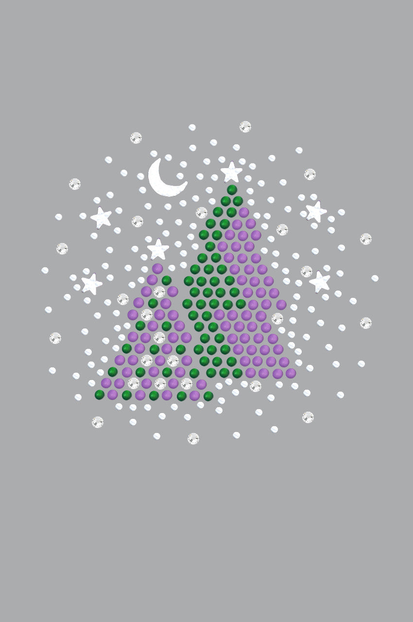 Purple & Green Christmas Trees with Austrian crystal Snowflakes - Bandana Gray