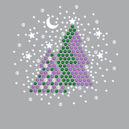 Purple & Green Christmas Trees with Austrian crystal Snowflakes - Bandana