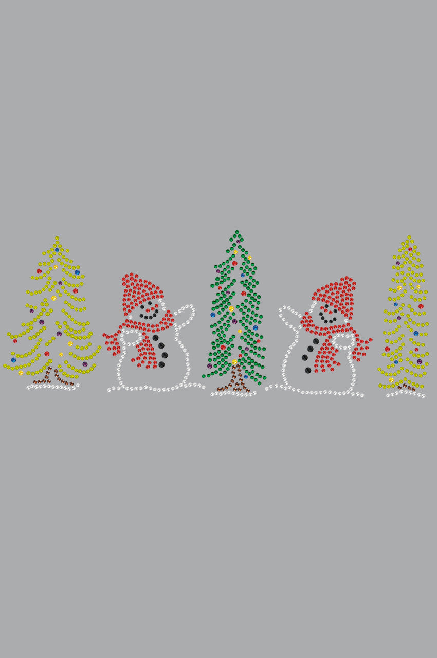 Two Snowmen in Trees - Bandana Gray