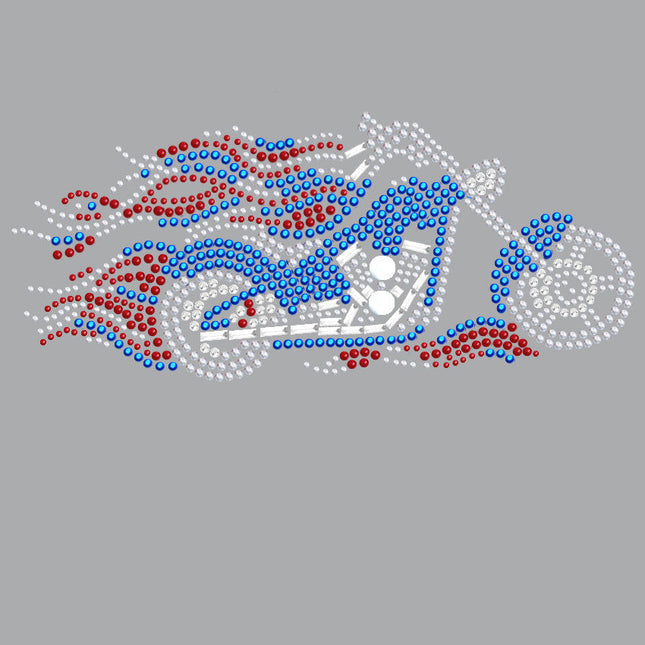 Motorcycle - Large Red, White, & Blue with Flames - Women's T-shirt