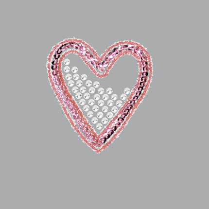 Pink Sequin & Rhinestone Heart - Women's T-shirt