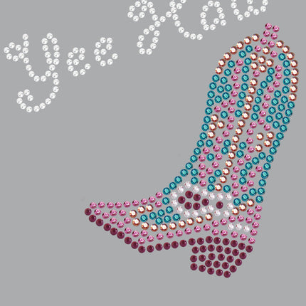 Boot (Pink & Turquoise) with Yee Haw - Women's T-shirt