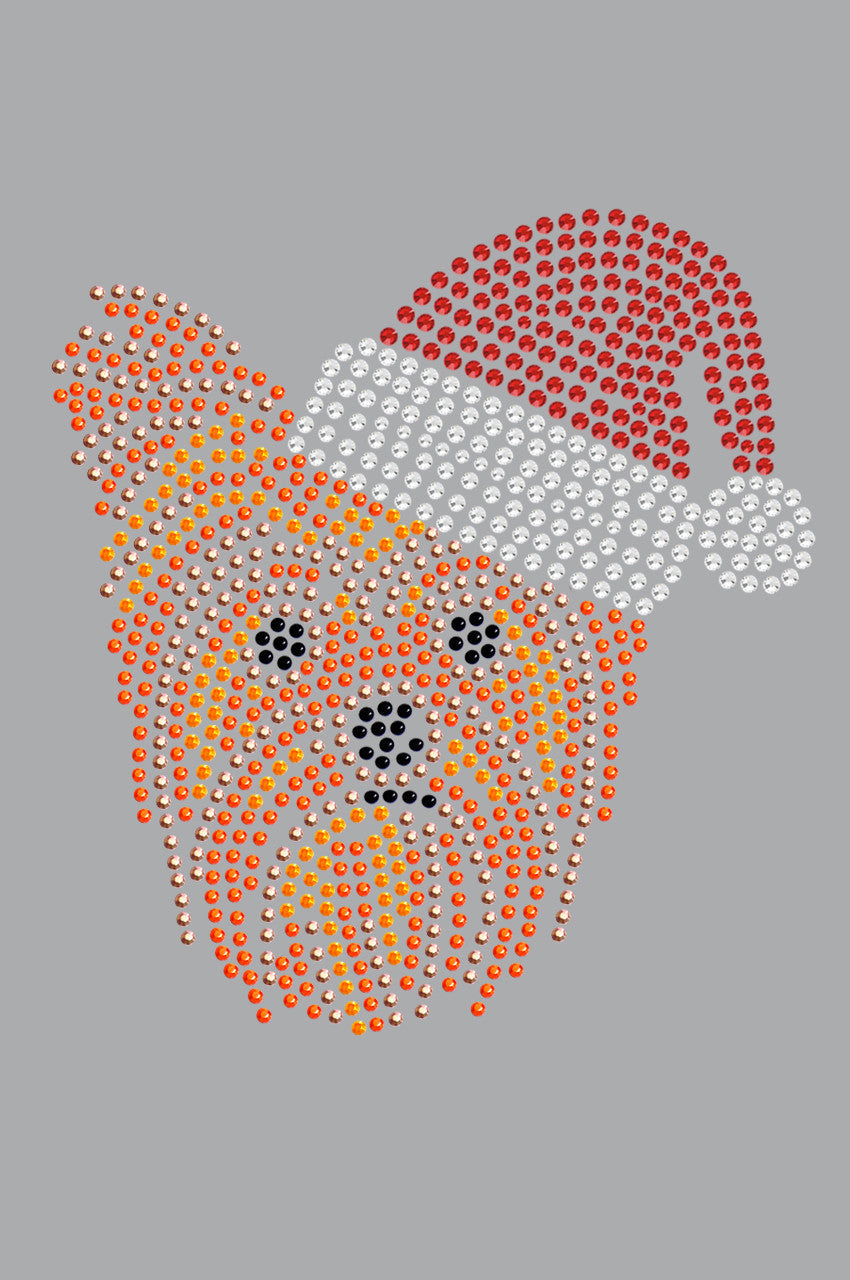 Yorkie Face 2 with Santa Hat - Bandana Gray