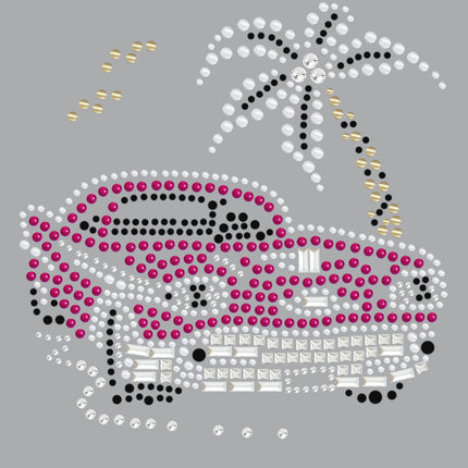 Car with Palm Tree (Pink) - Women's T-shirt