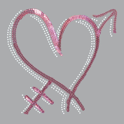 Pink Sequin Heart with Arrow Bandanna