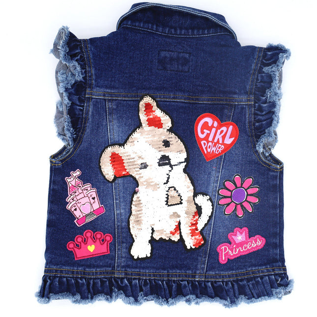 Girl Power Dog Kids Denim Vest