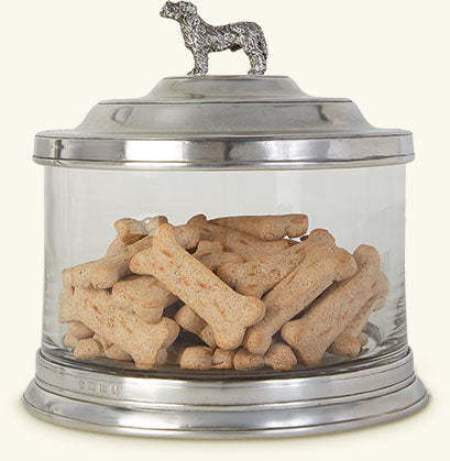 Glass Cookie Jar with and without Dog Finial Topper