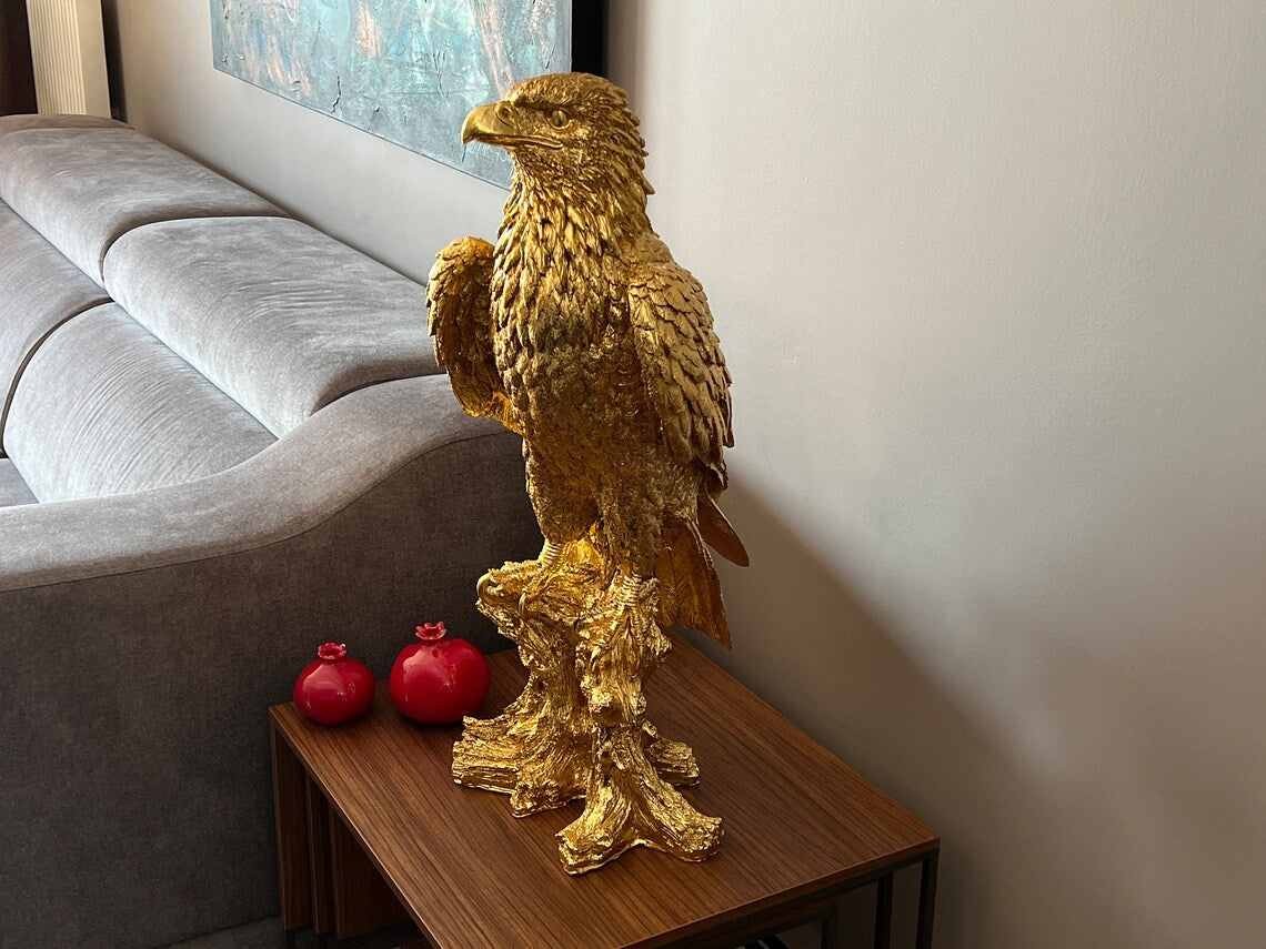 Gold Eagle on Perch Statue