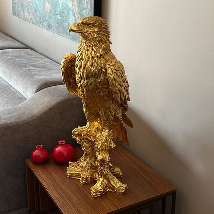 Gold Eagle on Perch Statue