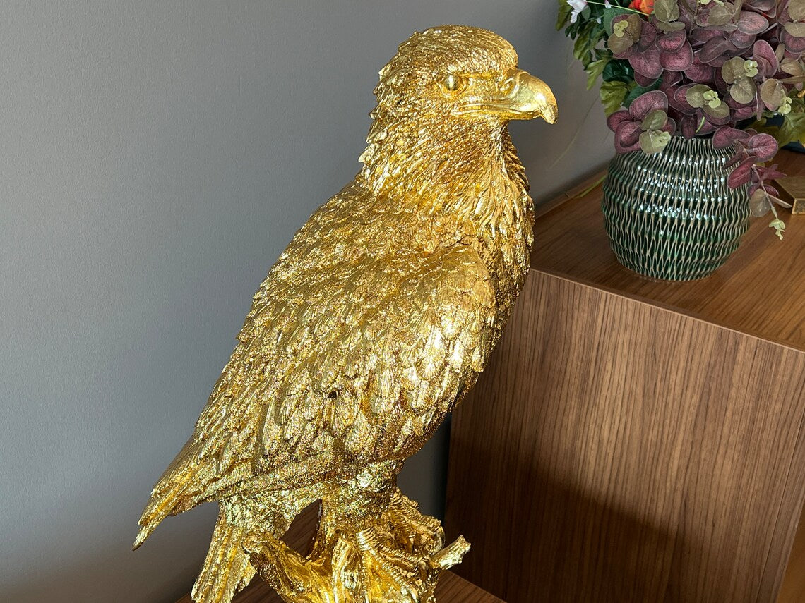 Gold Eagle on Perch Statue