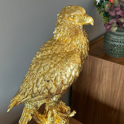 Gold Eagle on Perch Statue