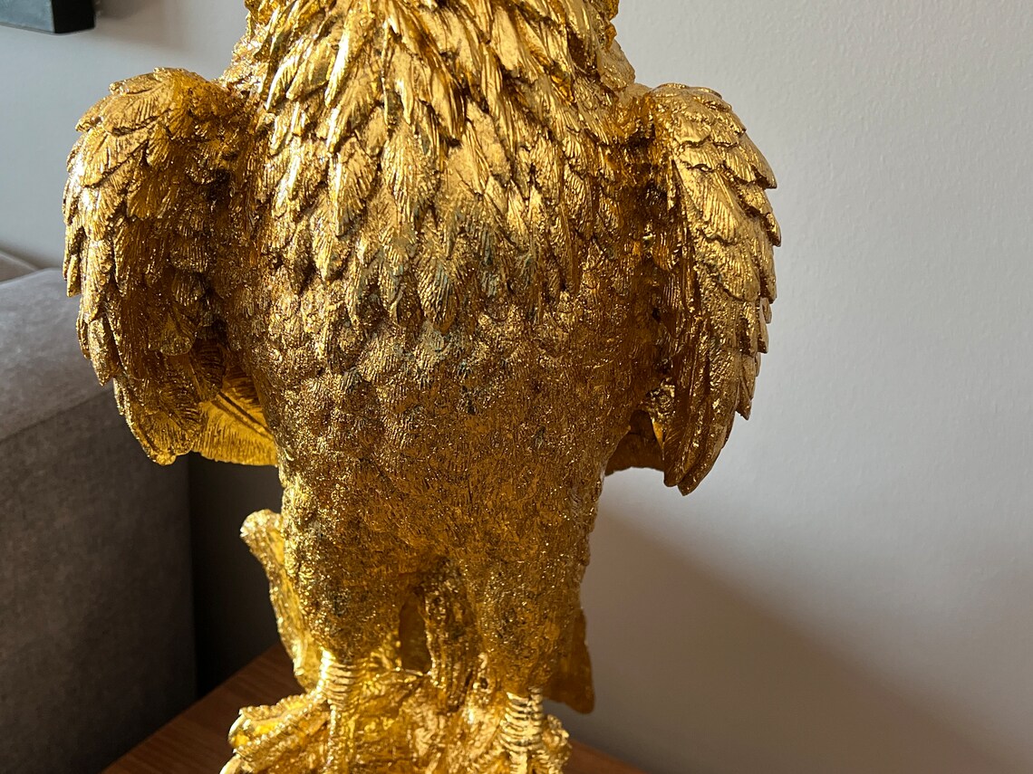 Gold Eagle on Perch Statue