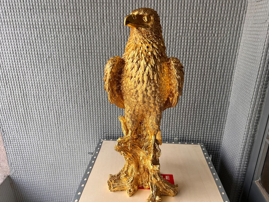 Gold Eagle on Perch Statue