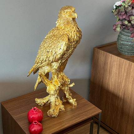 Gold Eagle on Perch Statue