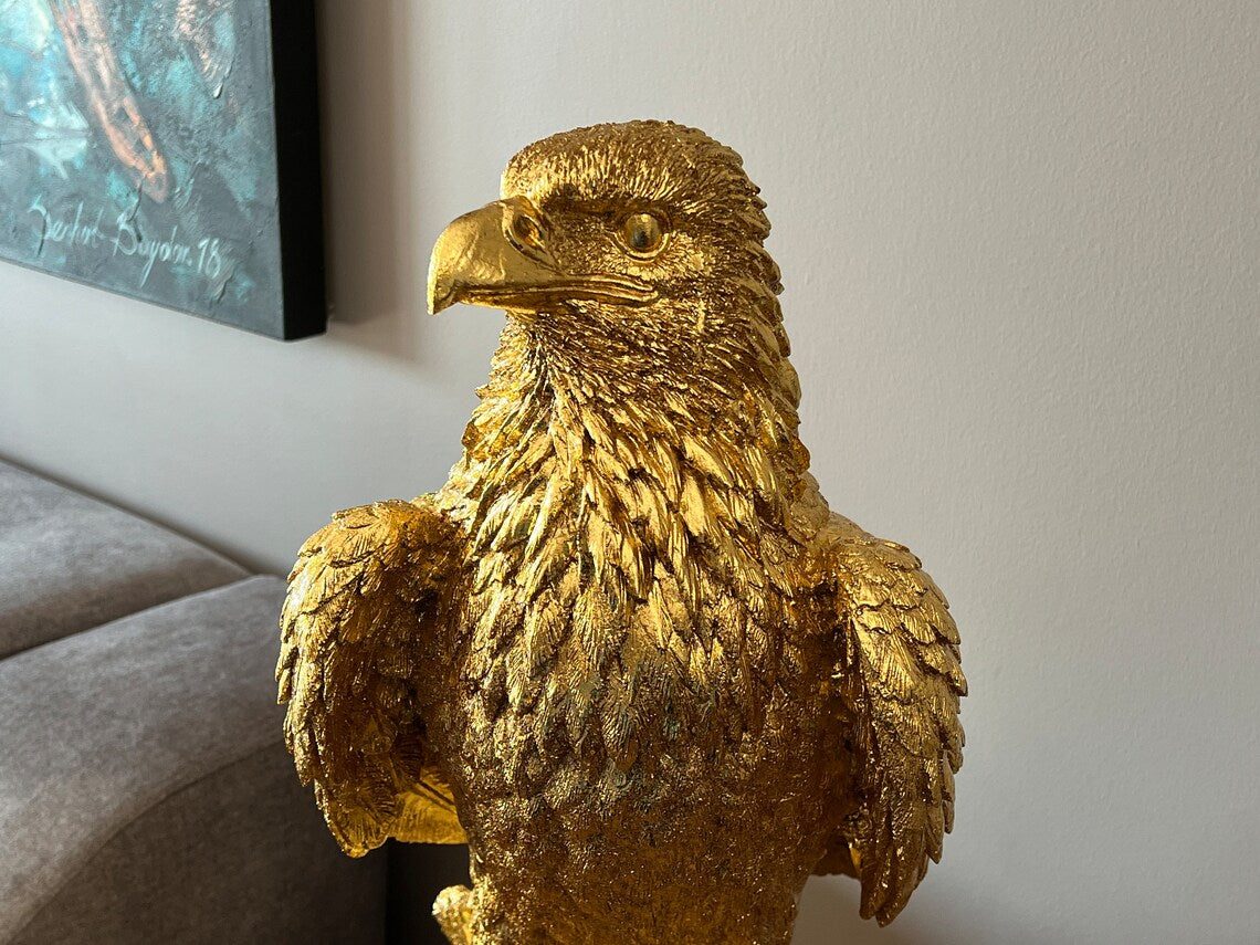 Gold Eagle on Perch Statue