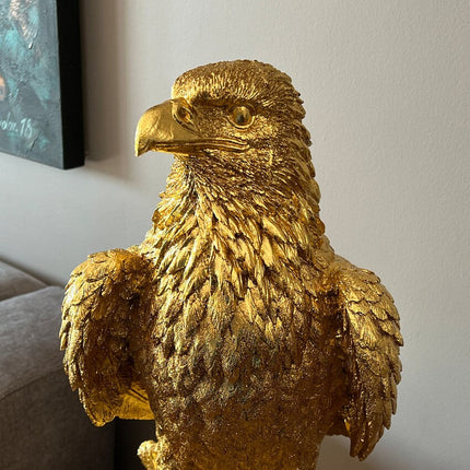 Gold Eagle on Perch Statue