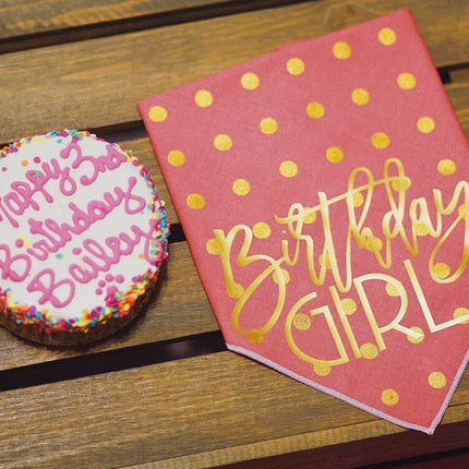 Gold Foil Birthday Girl Bandana