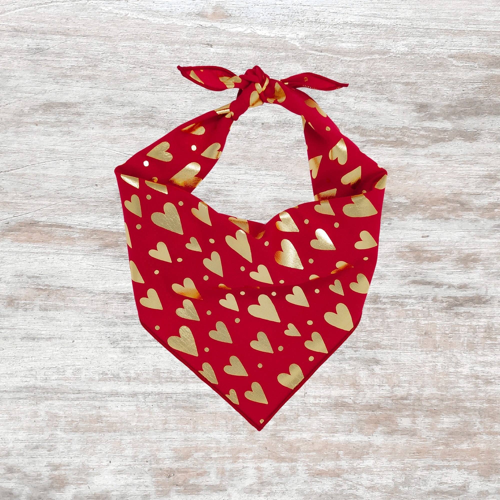 Gold Foil Hearts Valentines Day Bandana HT Animal Supply