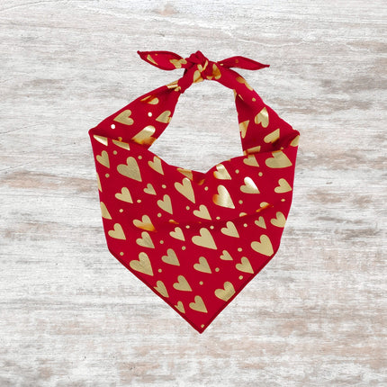 Gold Foil Hearts Valentines Day Bandana