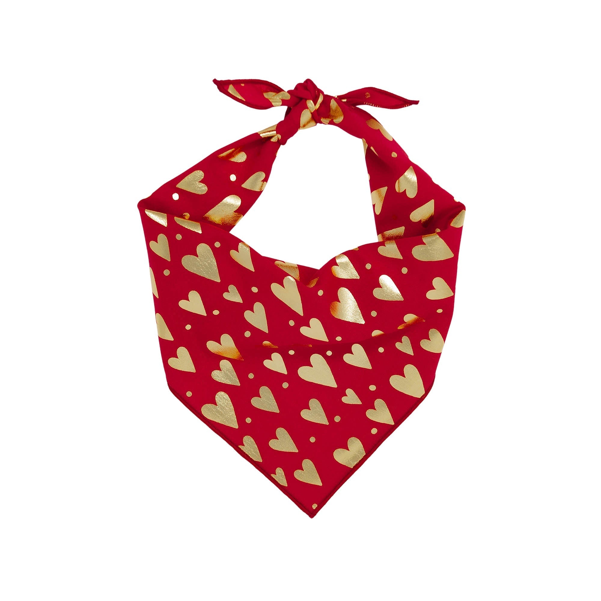 Gold Foil Hearts Valentines Day Bandana HT Animal Supply