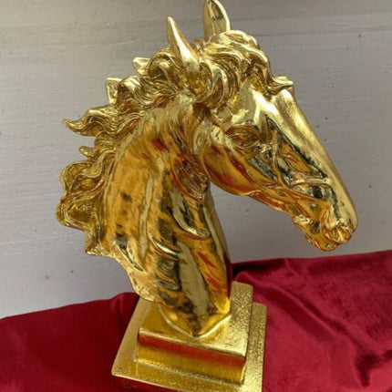 Golden Horse Head Sculpture