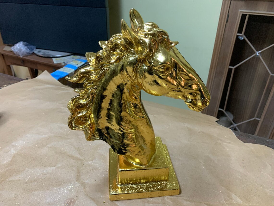 Golden Horse Head Sculpture HT Animal Supply