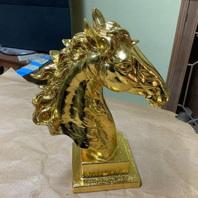 Golden Horse Head Sculpture