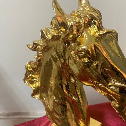 Golden Horse Head Sculpture