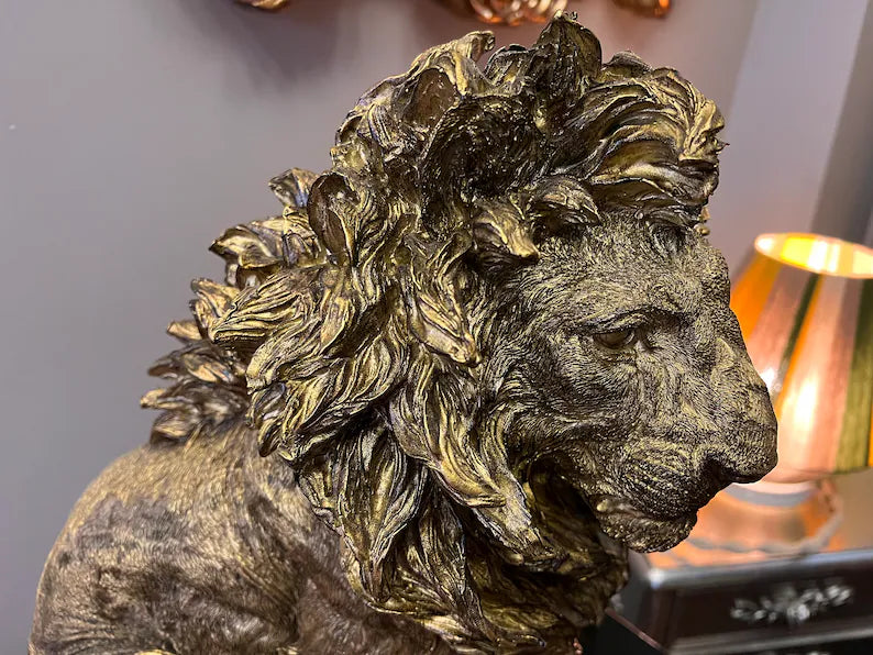 Golden Lion Statue HT Animal Supply