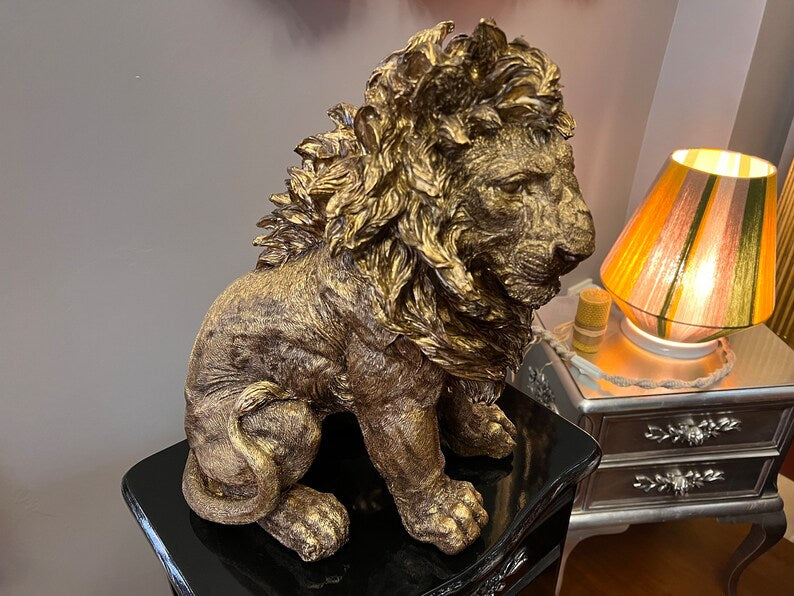 Golden Lion Statue HT Animal Supply