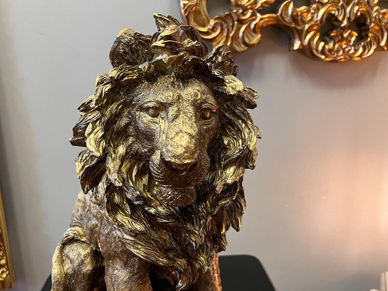 Golden Lion Statue HT Animal Supply