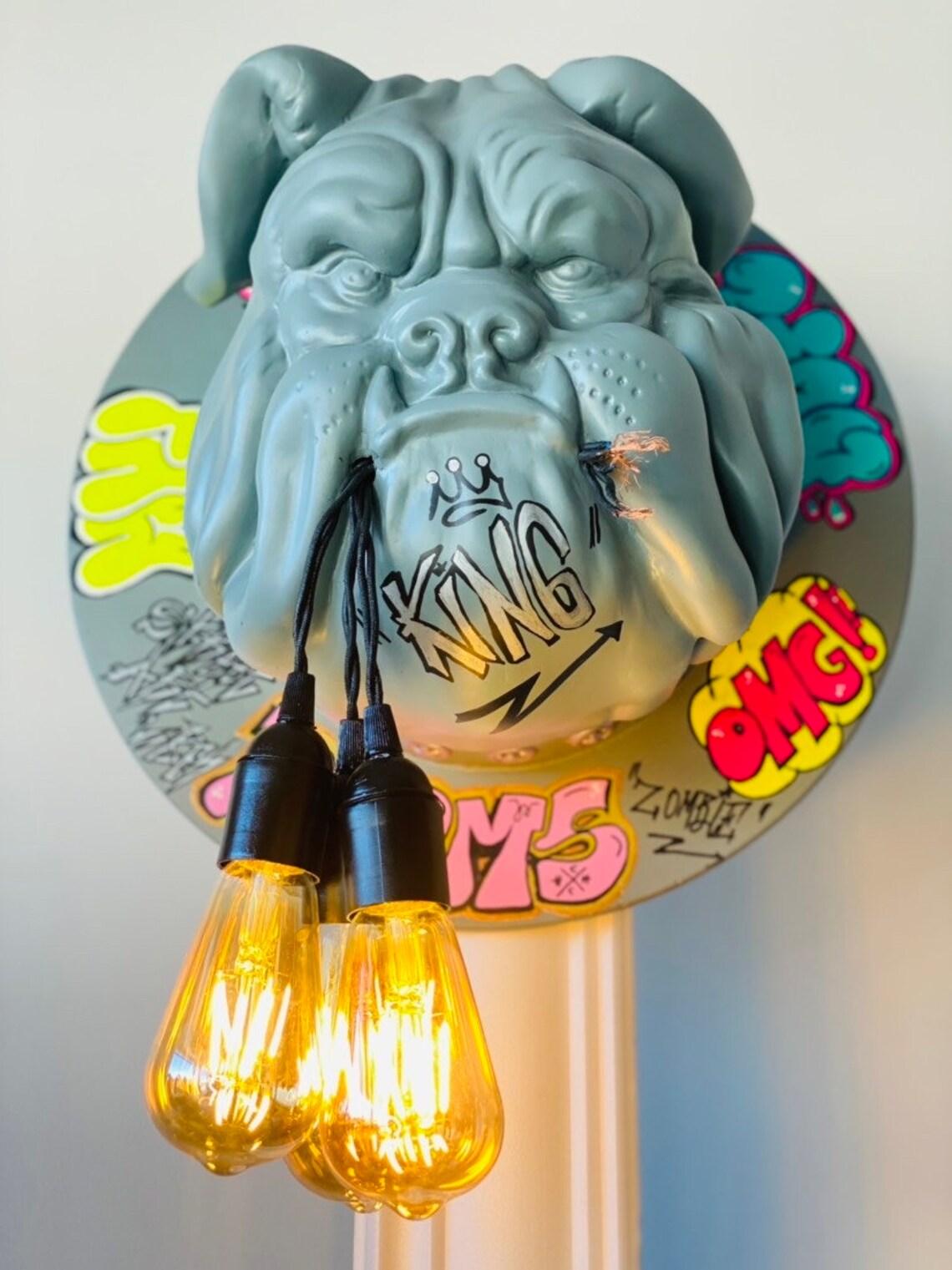 Graffiti Pop Art Bulldog Head Wall Mount HT Animal Supply