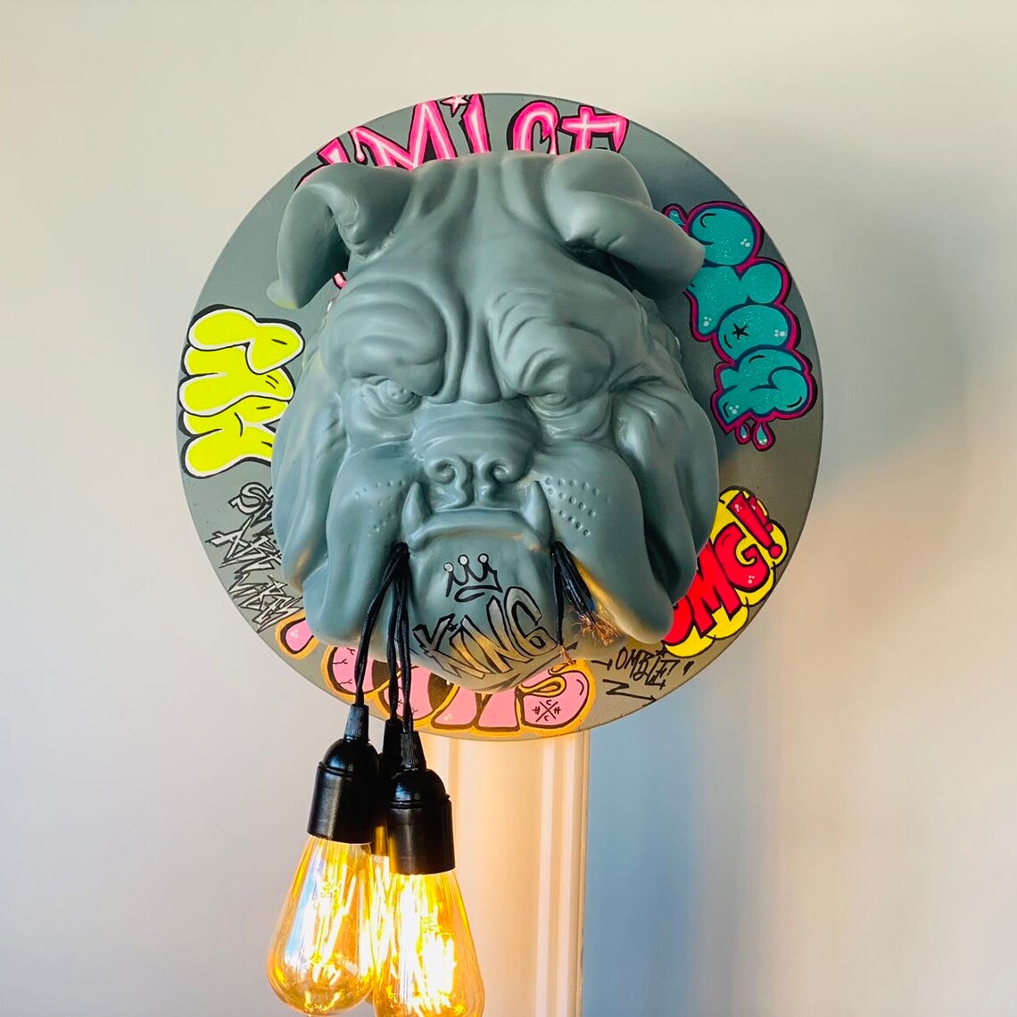 Graffiti Pop Art Bulldog Head Wall Mount HT Animal Supply