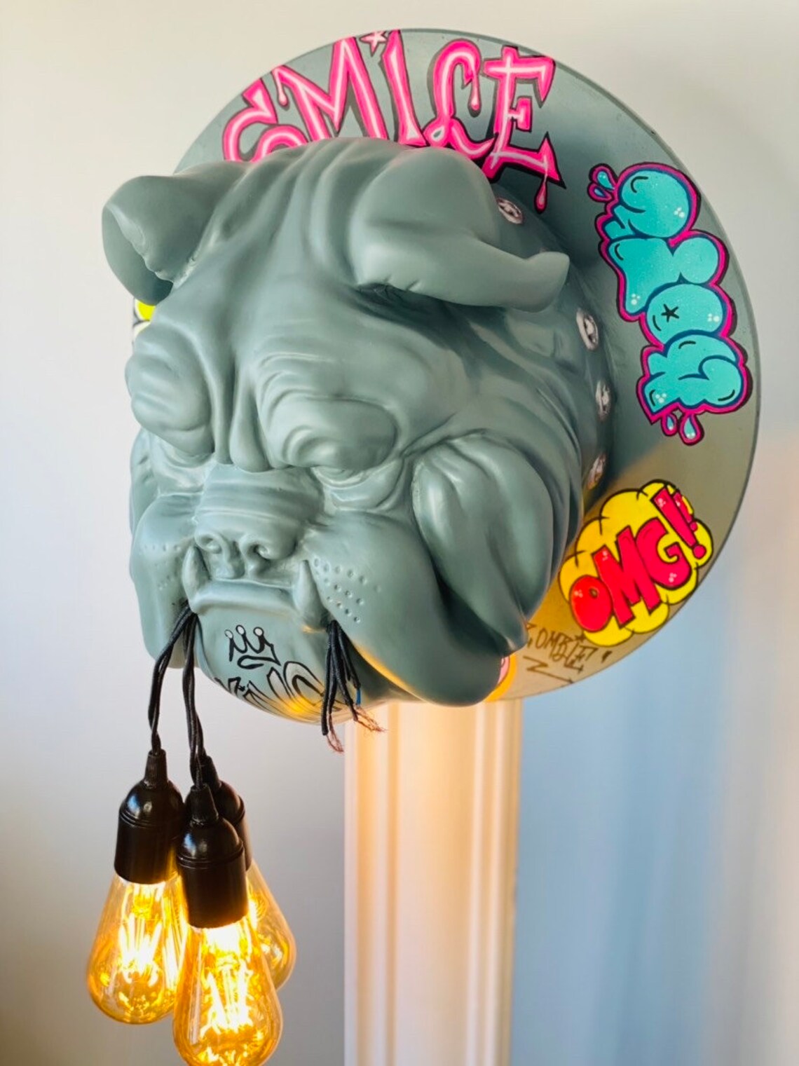 Graffiti Pop Art Bulldog Head Wall Mount HT Animal Supply