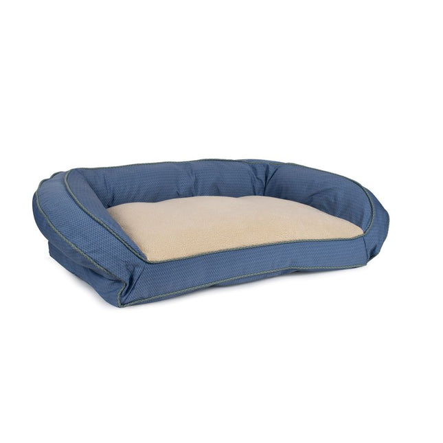 GreenDog Bolster Bed - Checkered Wave - Wavy Blue