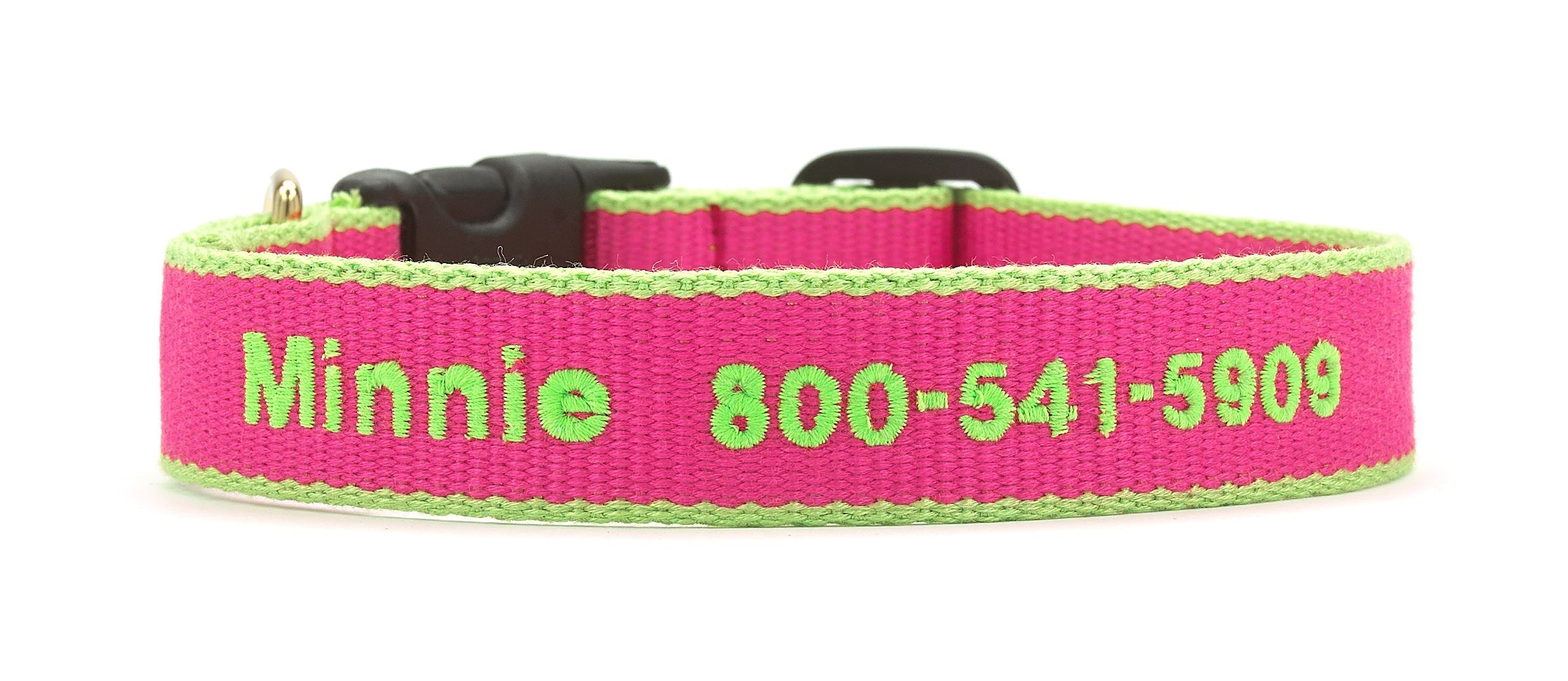 Color Market Dog Collar - Narrow Pink & Lime