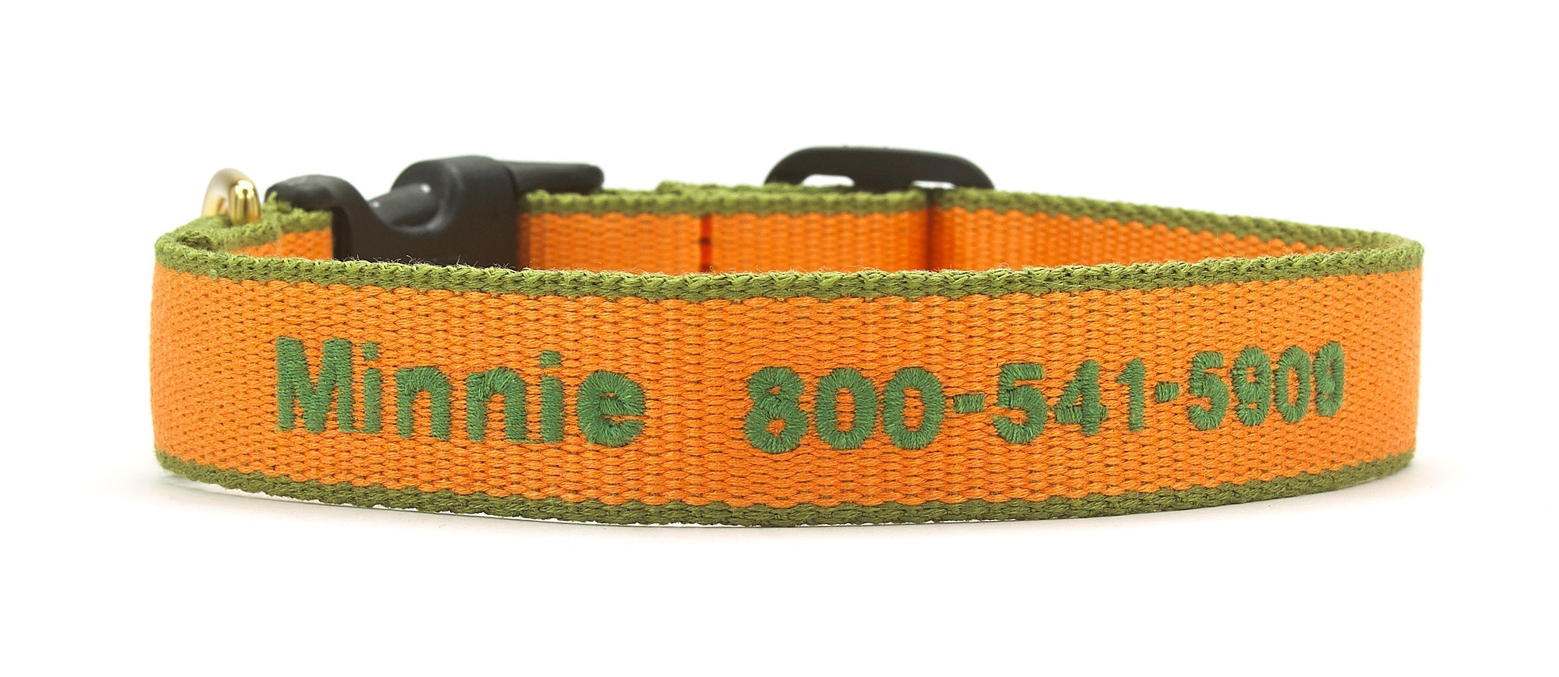 Color Market Dog Collar - Narrow Tangerine & Pine