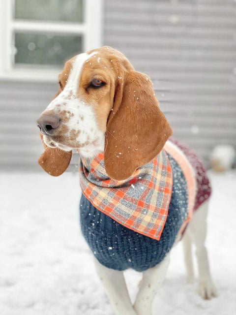 Grey Plaid Luxe Flannel Dog Bandana