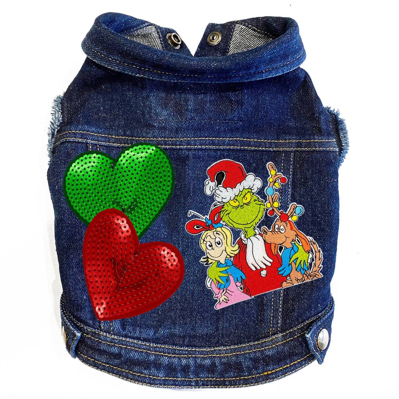 Grinch, Cindy Lou & Max Denim Dog Jacket Blue Denim