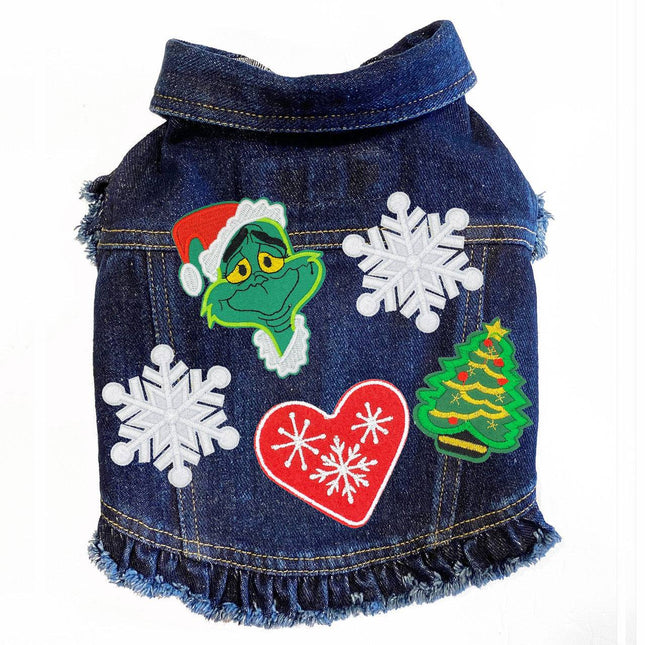 Grinch Denim Dog Jacket