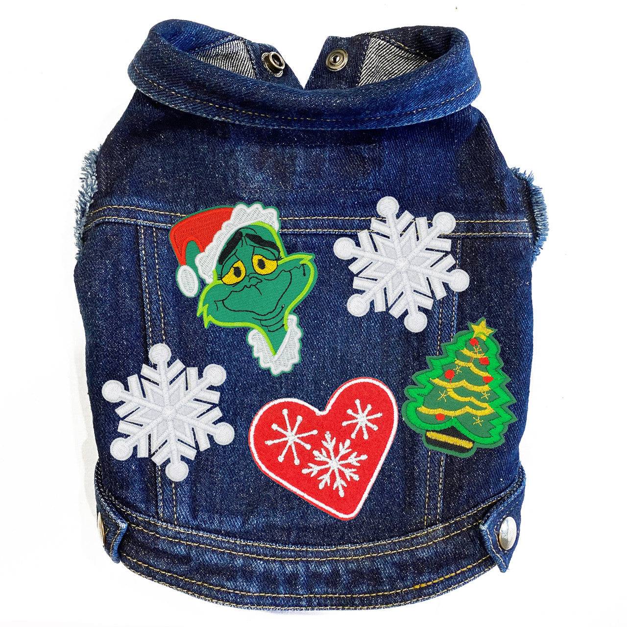 Grinch Denim Dog Jacket Blue Denim