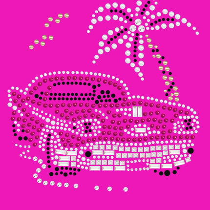 Car with Palm Tree (Pink) - Women's T-shirt