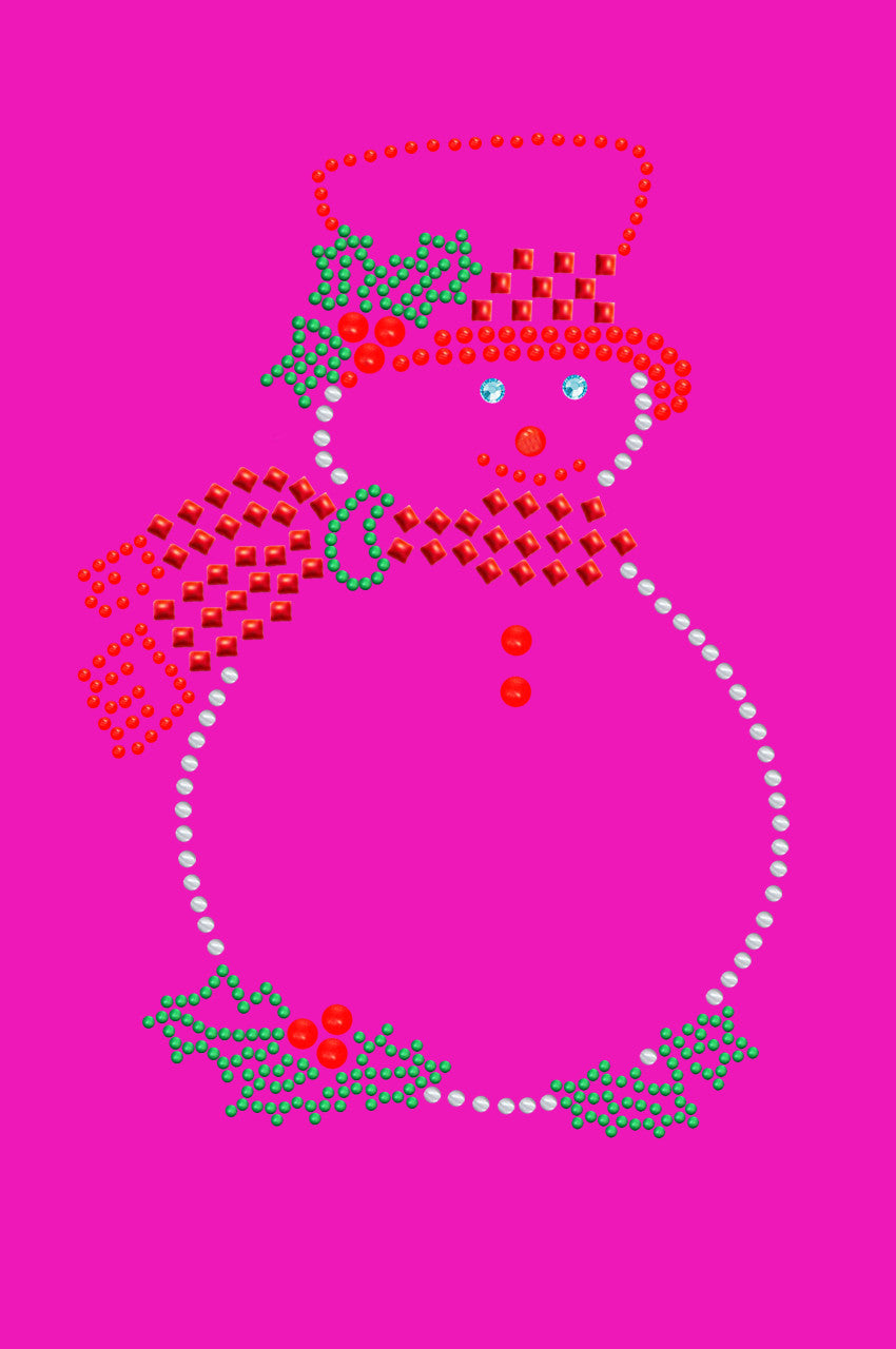 Snowman Outline - Bandana Hot Pink